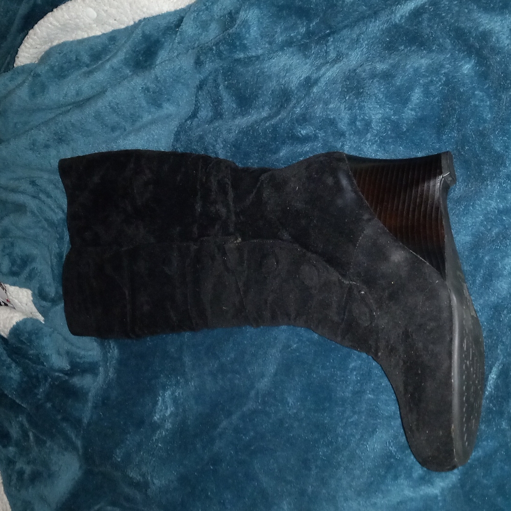 High Calf boots. Suede. Black. Gently used. Pierre Dummas. Size 11.